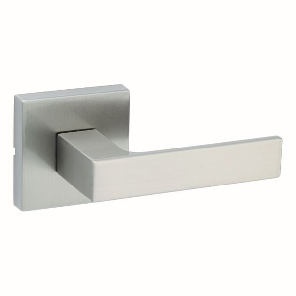 Singapore Lever with Square Rose Passage Door Lock with 6AL Latch and RCS Strike Satin Nickel Finish